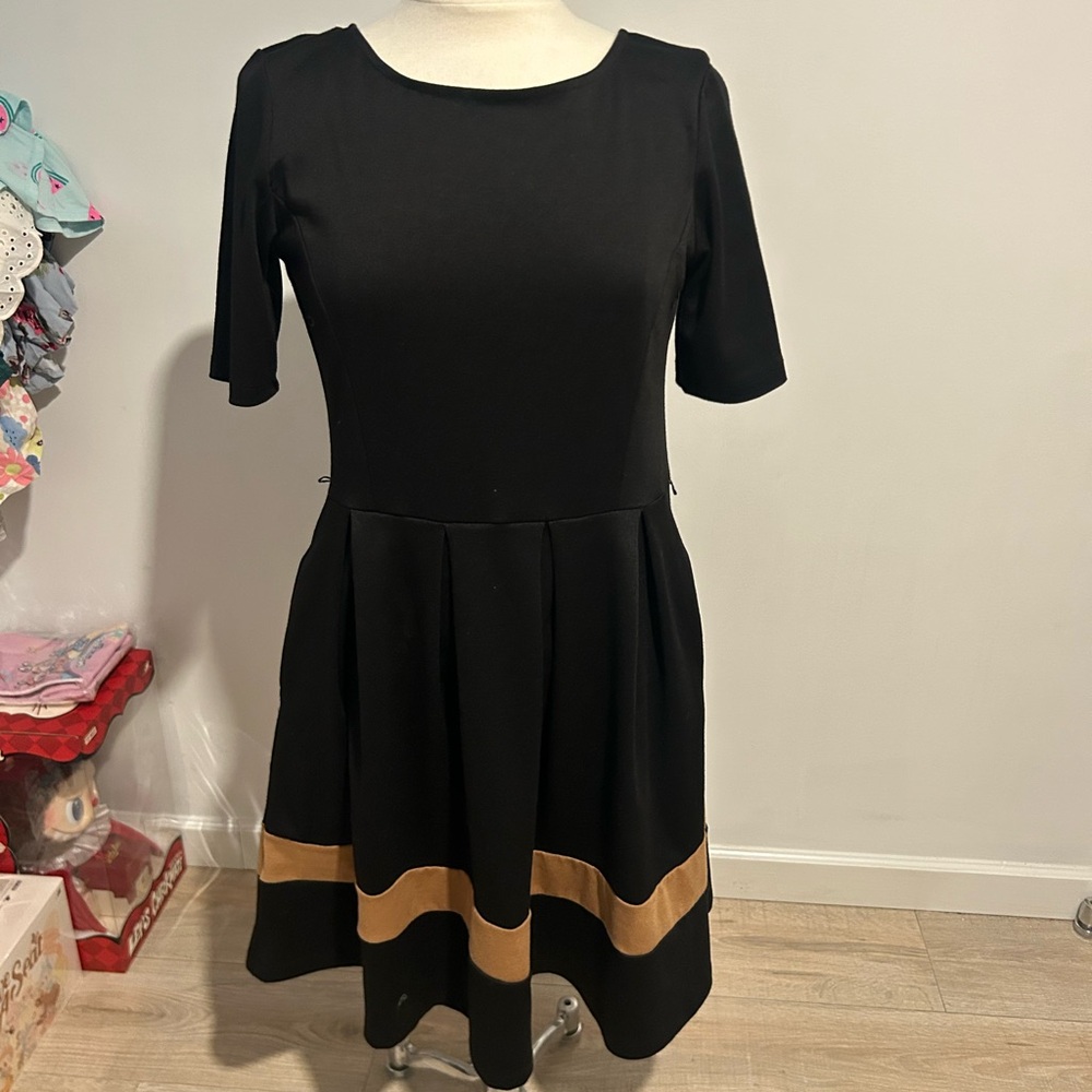 Signature by Sangria Black Fit and Flare Midi Dress